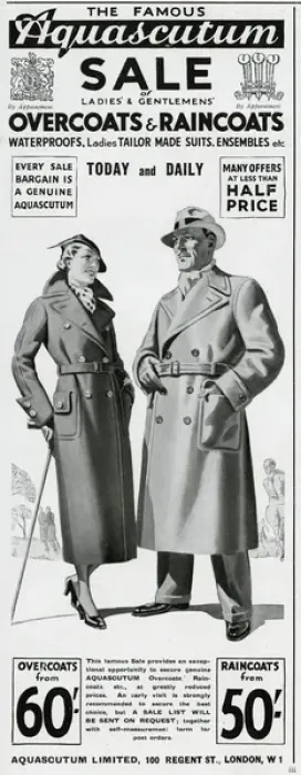 Framed Print : Advert for Aquascutum coats 1935 Framed Print : Advert for Aquascutum coats 1935