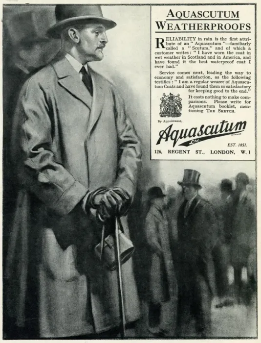 Framed Print : Advert for Aquascutum weatherproof coats 1923