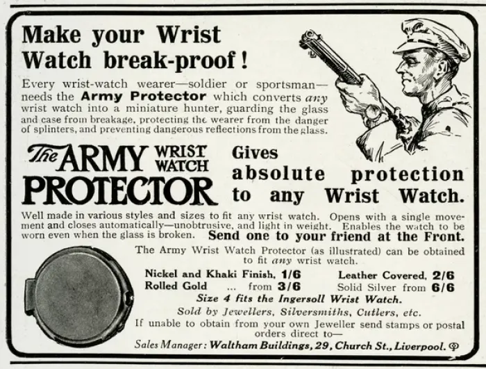Framed Print : Advert for the Army wrist watch protector 1916