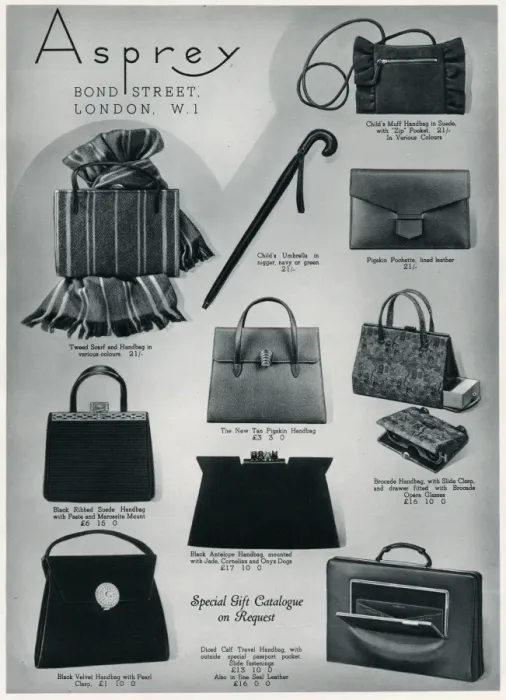 Framed Print : Advert for Asprey clutch bags 1937 Framed Print : Advert for Asprey clutch bags 1937