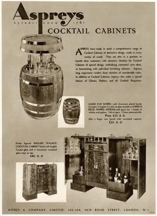 Framed Print : Advert for Asprey cocktail cabinets 1934 Framed Print : Advert for Asprey cocktail cabinets 1934