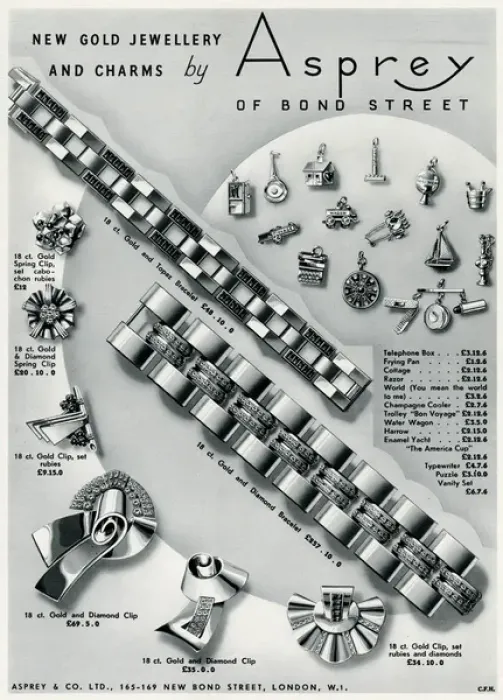 Framed Print : Advert for Asprey gold charms 1938 Framed Print : Advert for Asprey gold charms 1938