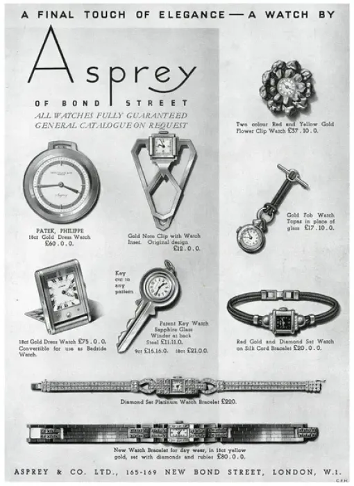 Framed Print : Advert for Asprey watches 1938 Framed Print : Advert for Asprey watches 1938