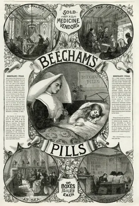 Framed Print : Advert for Beechams Pills 1886