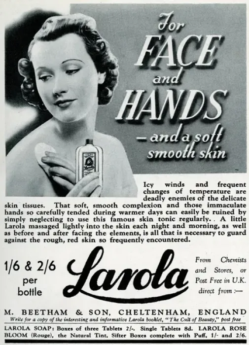 Framed Print : Advert for Beetham Larola skin care 1939 Framed Print : Advert for Beetham Larola skin care 1939