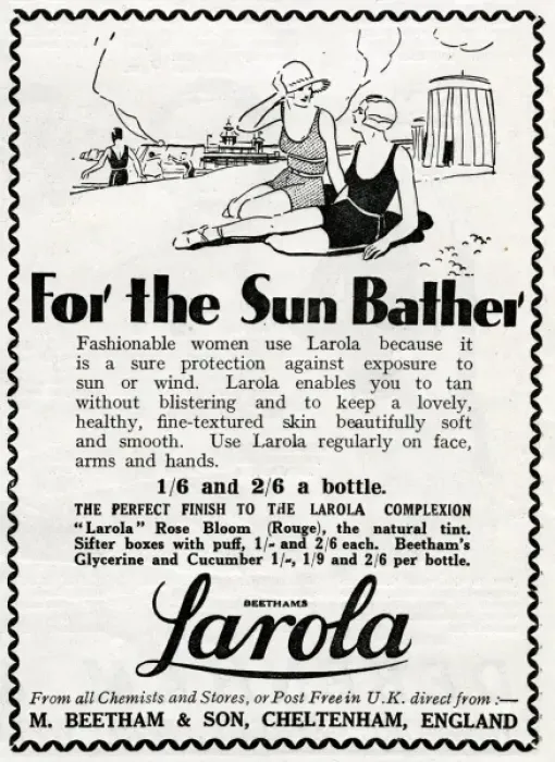 Framed Print : Advert for Beetham Larola skin care protection 1931