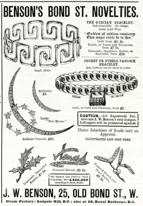 Framed Print : Advert for Bensons jewellery 1893 Framed Print : Advert for Bensons jewellery 1893