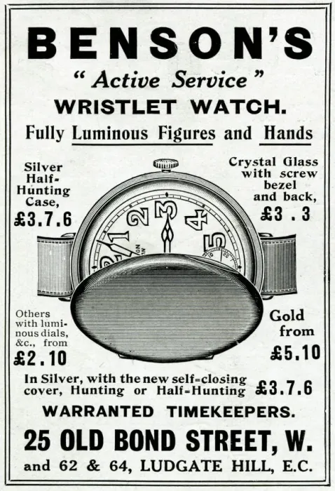 Framed Print : Advert for Bensons luminous wrist watch 1915 Framed Print : Advert for Bensons luminous wrist watch 1915