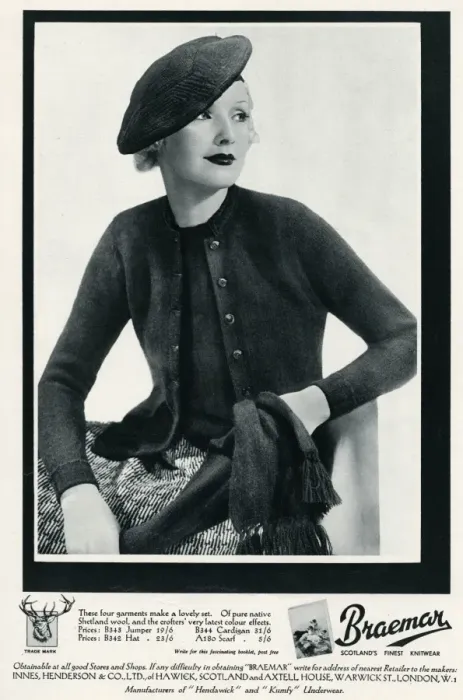 Framed Print : Advert for Braemar Scotlands finest knitwear 1935