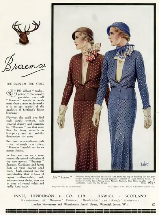 Framed Print : Advert for Braemar Scotlands knitwear 1933 Framed Print : Advert for Braemar Scotlands knitwear 1933