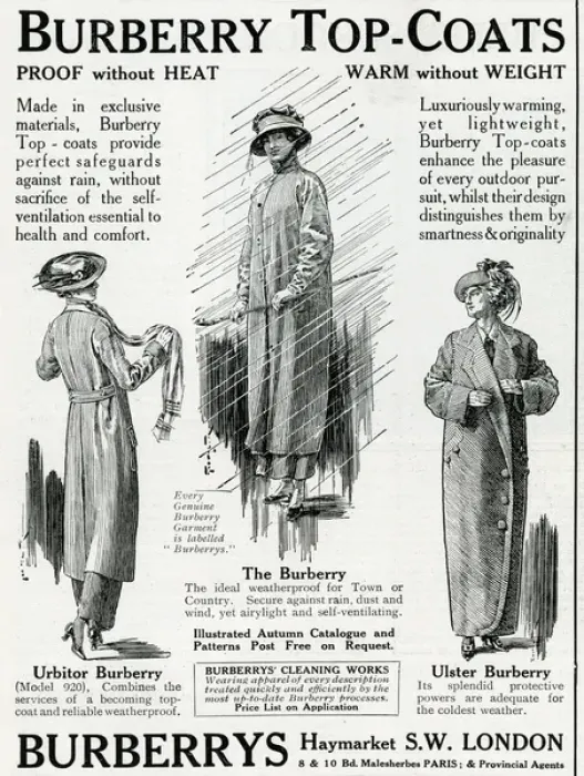 Framed Print : Advert for Burberry top coats 1914 Framed Print : Advert for Burberry top coats 1914