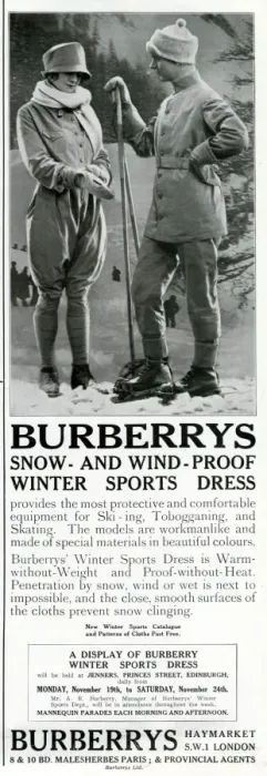 Framed Print : Advert for Burberry Skiing outfits 1923 Framed Print : Advert for Burberry Skiing outfits 1923