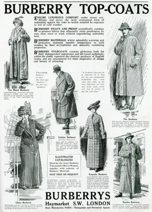 Framed Print : Advert for Burberry smart topcoat 1913