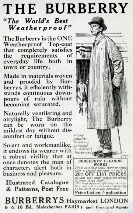 Framed Print : Advert for Burberry weatherproof top coat 1914 Framed Print : Advert for Burberry weatherproof top coat 1914