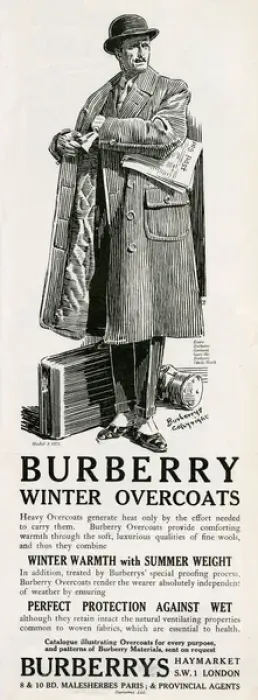 Framed Print : Advert for Burberry winter coats 1924