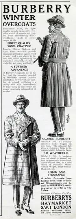 Framed Print : Advert for Burberry winter overcoats 1923