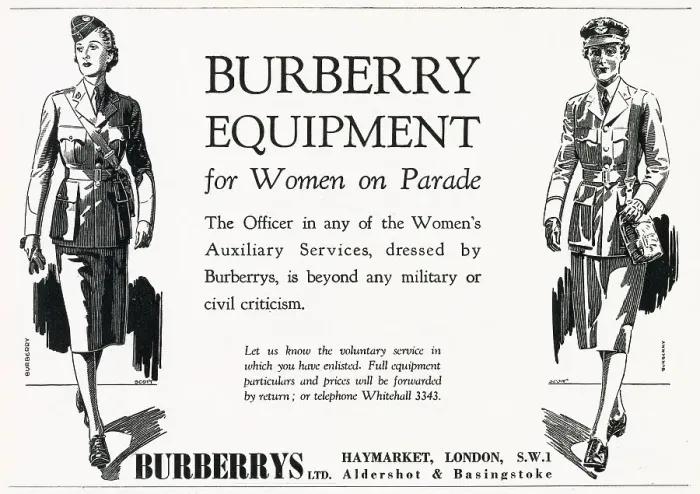 Framed Print : Advert for Burberry women's equipment WWII Framed Print : Advert for Burberry women's equipment WWII