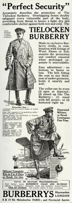 Framed Print : Advert for Burberrys tielocken trench coats 1916 Framed Print : Advert for Burberrys tielocken trench coats 1916