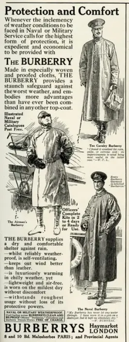 Framed Print : Advert for Burberrys WWI service coats 1916 Framed Print : Advert for Burberrys WWI service coats 1916