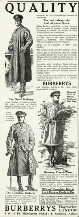 Framed Print : Advert for Burberrys WWI service coats 1916 Framed Print : Advert for Burberrys WWI service coats 1916