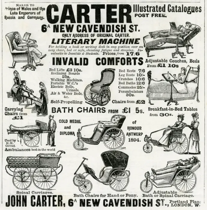 Framed Print : Advert for Carter wounded or invalid chairs 1896 Framed Print : Advert for Carter wounded or invalid chairs 1896