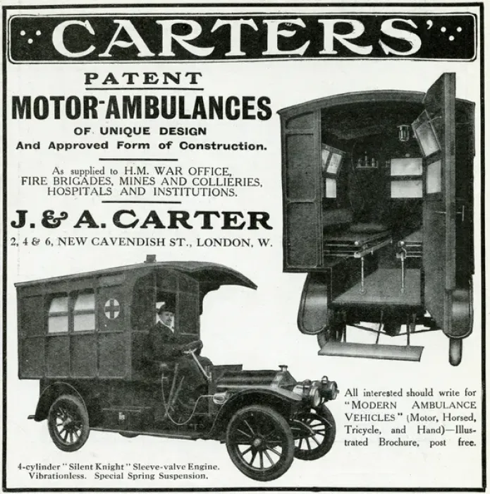 Framed Print : Advert for Carters motor-ambulances 1912 Framed Print : Advert for Carters motor-ambulances 1912