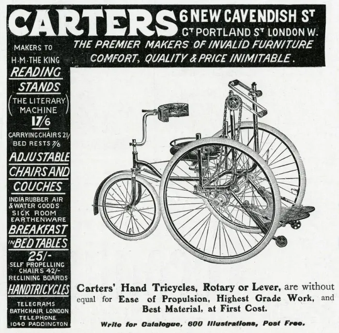 Framed Print : Advert for Carters, rotary or lever wheelchair 1906 Framed Print : Advert for Carters, rotary or lever wheelchair 1906