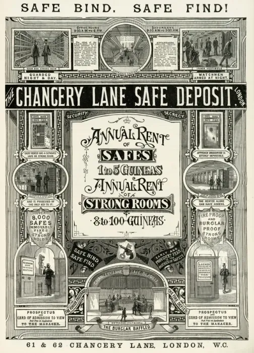 Framed Print : Advert for Chancery Lane safe deposit 1888 Framed Print : Advert for Chancery Lane safe deposit 1888