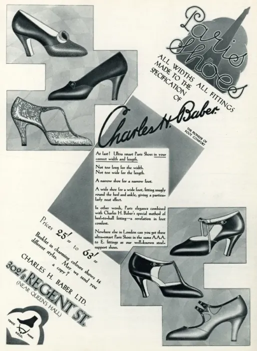 Framed Print : Advert for Charles H. Baber ladies footwear 1929