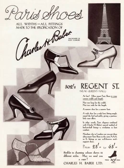 Framed Print : Advert for Charles H. Baber ladies footwear 1929