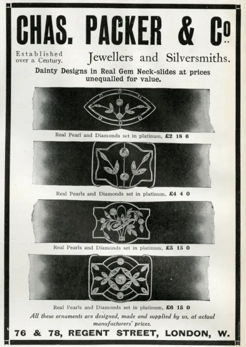 Framed Print : Advert for Chas. Packer & Co, neck-slides 1912 Framed Print : Advert for Chas. Packer & Co, neck-slides 1912