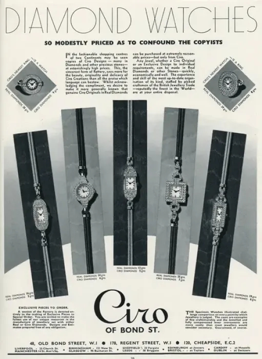 Framed Print : Advert for Ciro diamond watches 1936 Framed Print : Advert for Ciro diamond watches 1936