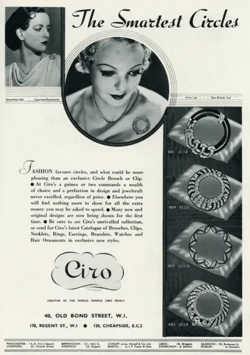Framed Print : Advert for Ciro jewellery 1934 Framed Print : Advert for Ciro jewellery 1934