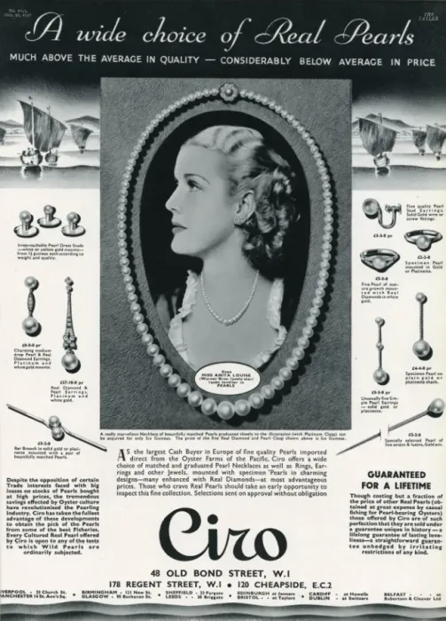 Framed Print : Advert for Ciro jewellery 1936