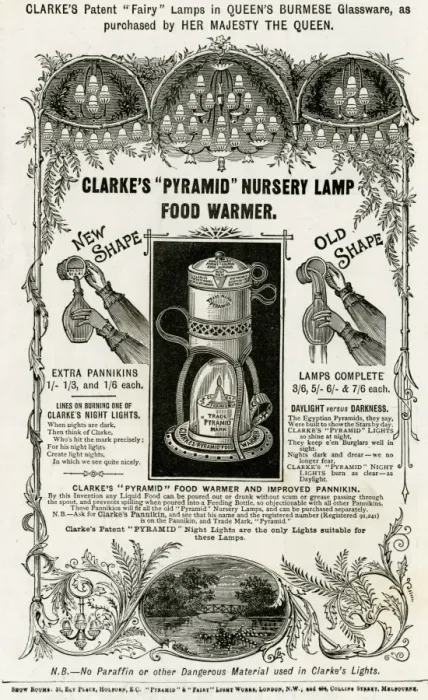 Framed Print : Advert for Clarkes babies food warmer 1892