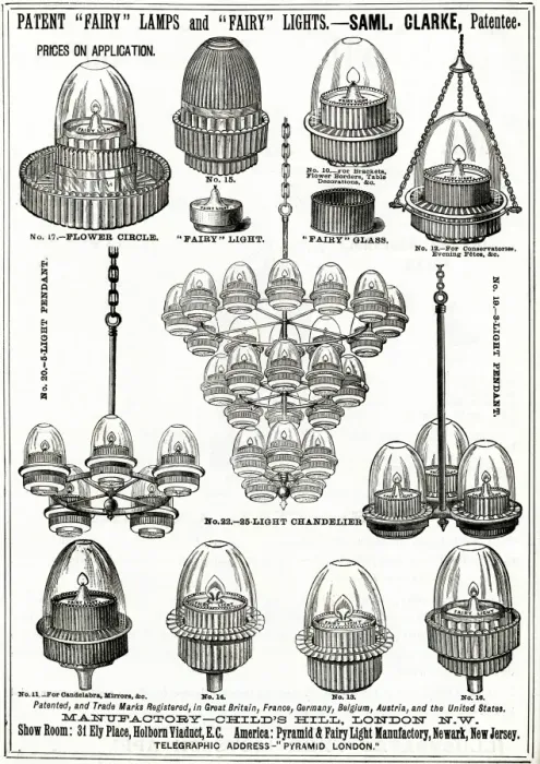 Framed Print : Advert for Clarkes Patent Fairy lamps & lights 1888 Framed Print : Advert for Clarkes Patent Fairy lamps & lights 1888