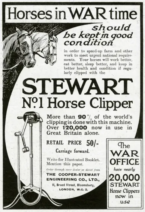 Framed Print : Advert for Copper-Stewart horse clipper 1918 Framed Print : Advert for Copper-Stewart horse clipper 1918