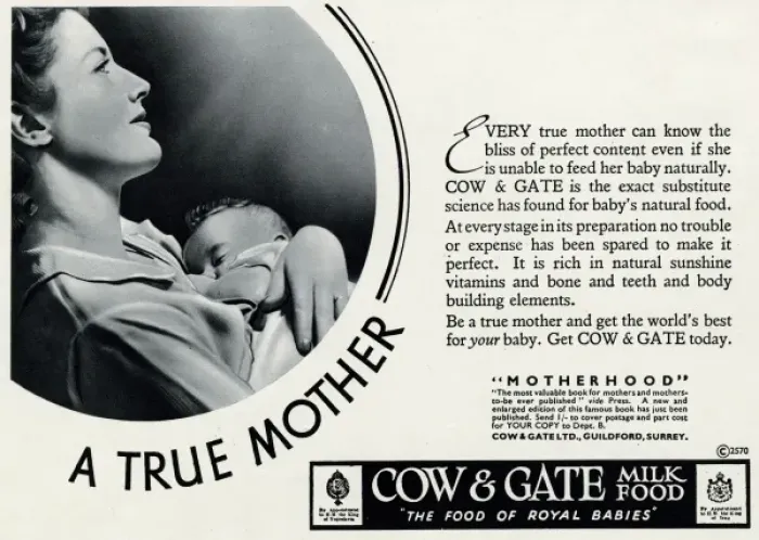 Framed Print : Advert for Cow & Gate formula milk food 1940 Framed Print : Advert for Cow & Gate formula milk food 1940