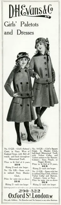 Framed Print : Advert for D. H Evans girls school uniforms 1915 Framed Print : Advert for D. H Evans girls school uniforms 1915