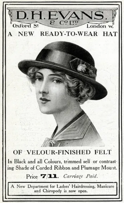 Framed Print : Advert for D. H Evans ready-to-wear felt hat 1914