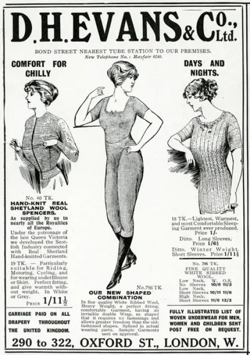 Framed Print : Advert for D. H Evans & Co womens undergarments 1912