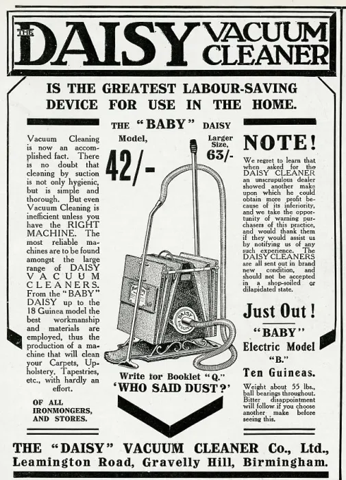 Framed Print : Advert for Daisy vacuum cleaner 1912 Framed Print : Advert for Daisy vacuum cleaner 1912