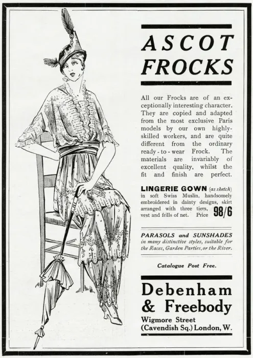 Framed Print : Advert for Debenham & Freebody Ascot frocks 1914