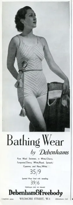 Framed Print : Advert for Debenham & Freebody bathing wear 1937 Framed Print : Advert for Debenham & Freebody bathing wear 1937