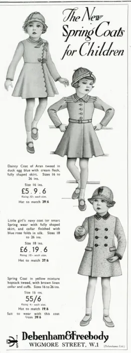 Framed Print : Advert for Debenham & Freebody childrens spring coats 1937 Framed Print : Advert for Debenham & Freebody childrens spring coats 1937