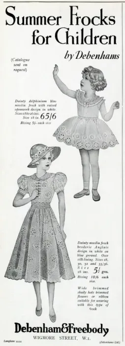Framed Print : Advert for Debenham & Freebody girls frocks 1937 Framed Print : Advert for Debenham & Freebody girls frocks 1937