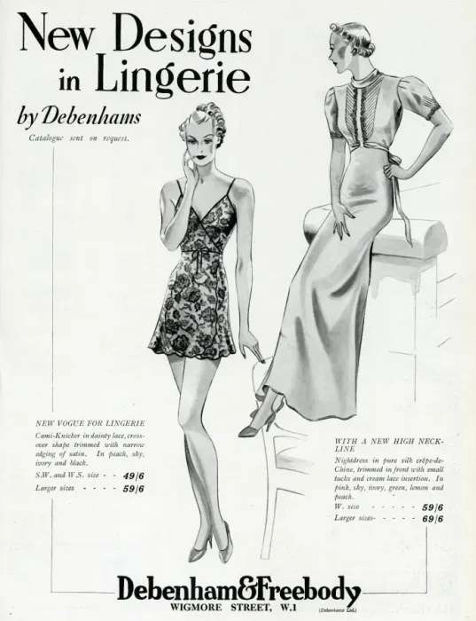 Framed Print : Advert for Debenham & Freebody lingerie and nightdress 1937 Framed Print : Advert for Debenham & Freebody lingerie and nightdress 1937