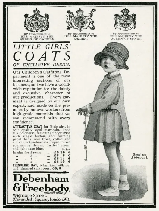 Framed Print : Advert for Debenham & Freebody little girls coats 1924 Framed Print : Advert for Debenham & Freebody little girls coats 1924