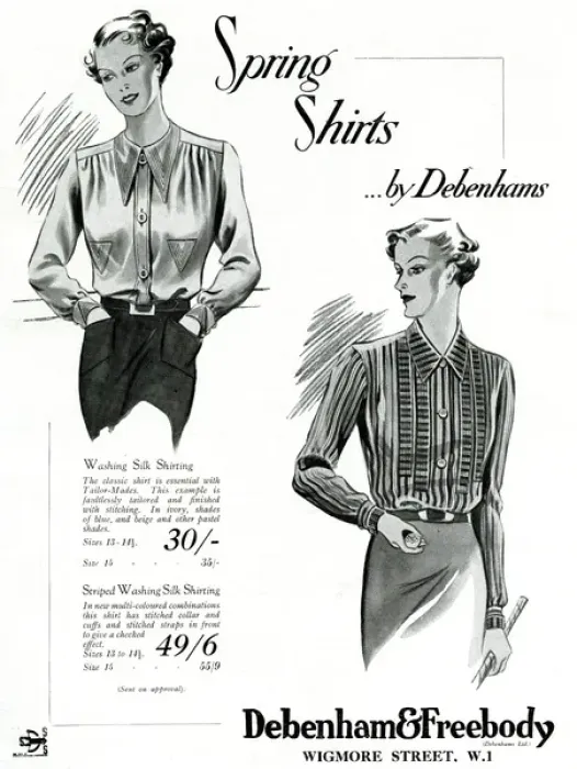 Framed Print : Advert for Debenham & Freebody womens blouses 1937 Framed Print : Advert for Debenham & Freebody womens blouses 1937