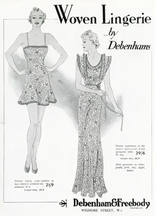 Framed Print : Advert for Debenham & Freebody woven lingerie 1937 Framed Print : Advert for Debenham & Freebody woven lingerie 1937